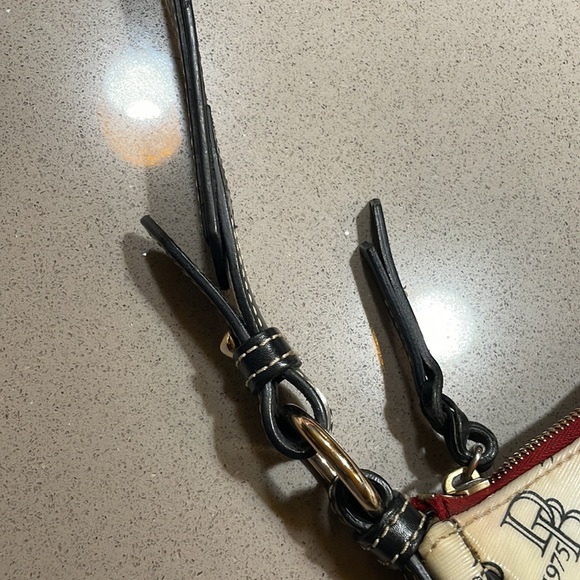 Dooney & Bourke Black and White Logo Shoulder Bag and black canvas tote bundle - Picture 7 of 16